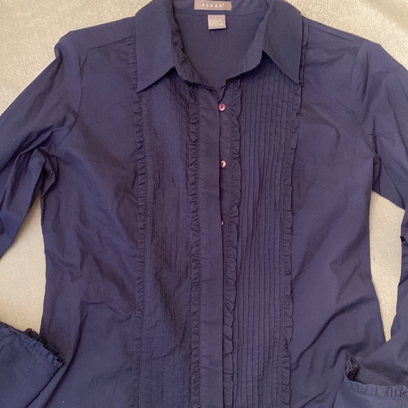 Kenar Long Sleeve french cuff Slate Blue cotton/spandex button front shirt - Picture 4 of 7